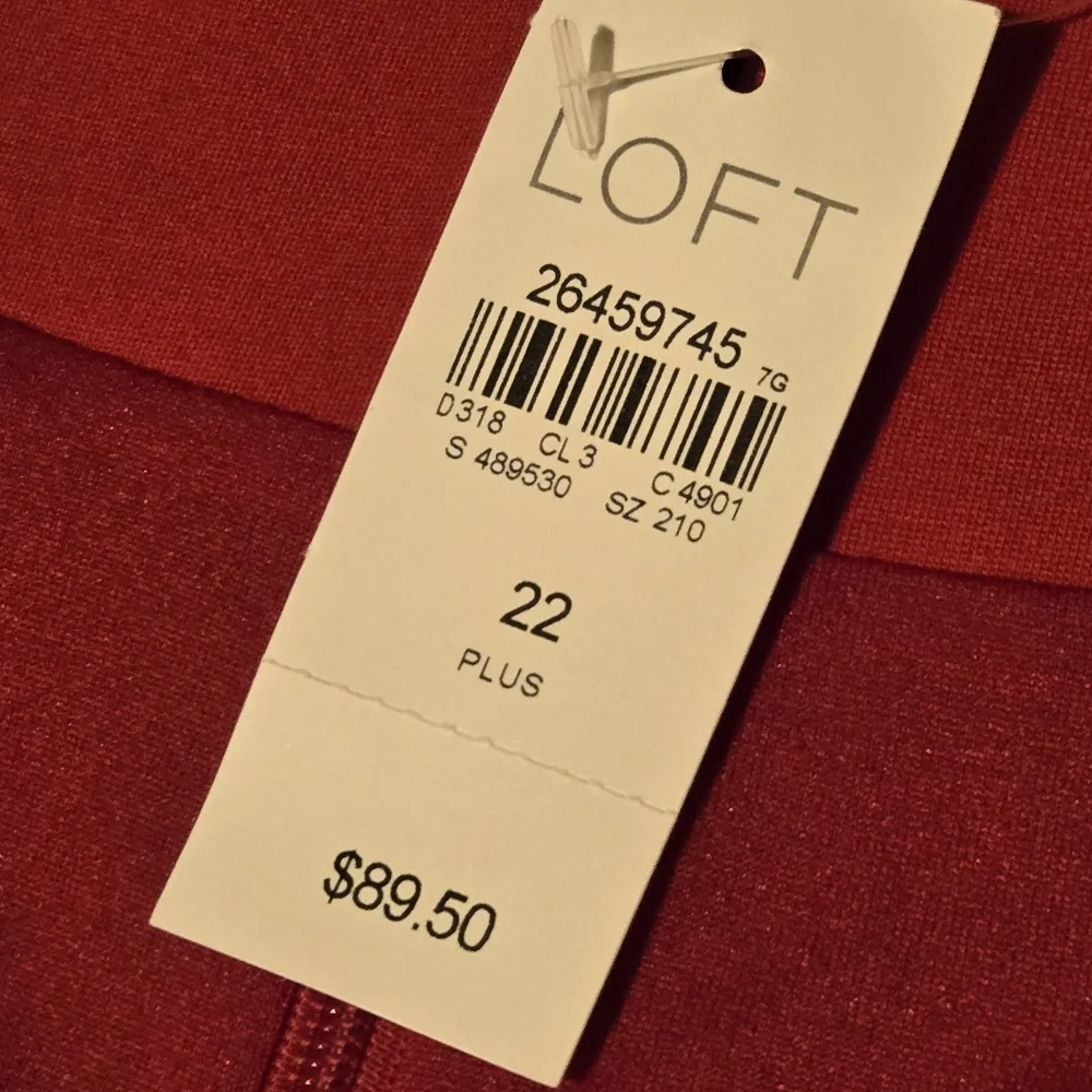LOFT Plus Red Scalloped Neck Dress 22 | NWT - Picture 7 of 8
